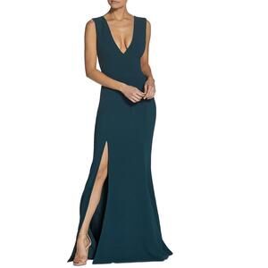 Dress‎ The Population Maxi Slit Dress Gown Emerald Green Sleeveless Maxi Large